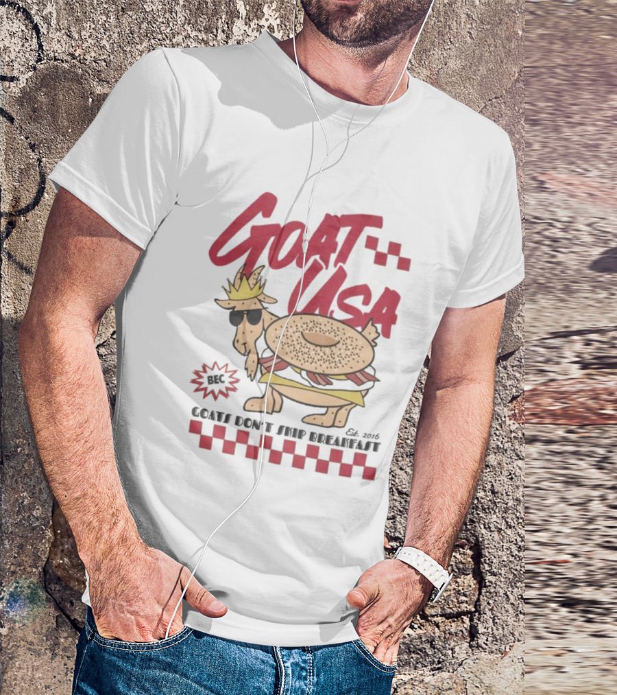 GOAT USA Bagel Goat Goats Don't Skip Breakfast T-Shirt