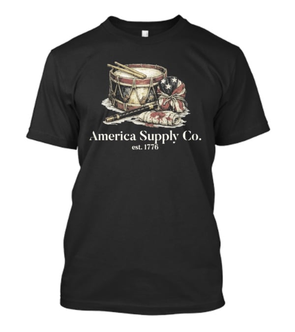 America Supply Co. Est. 1776 Drum And Fife With American Flag Props T-Shirt