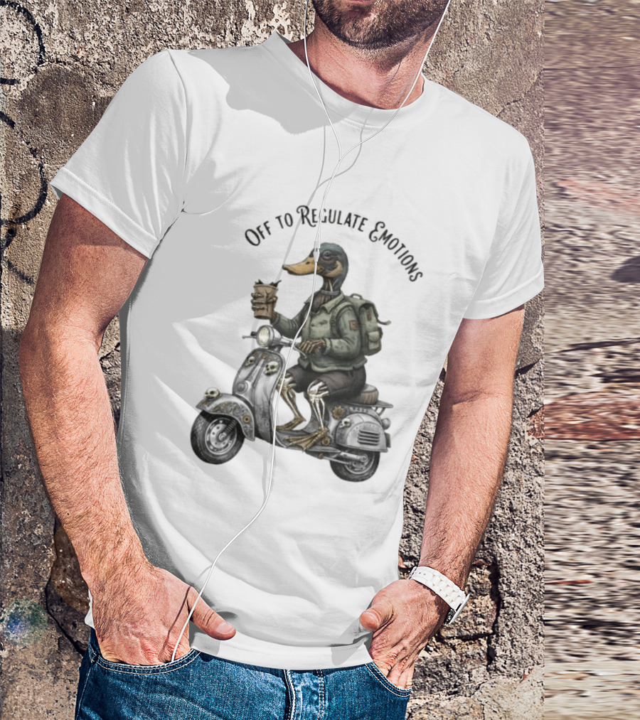 Zombie Duck Riding Scooter Off To Regulate Emotions T-Shirt