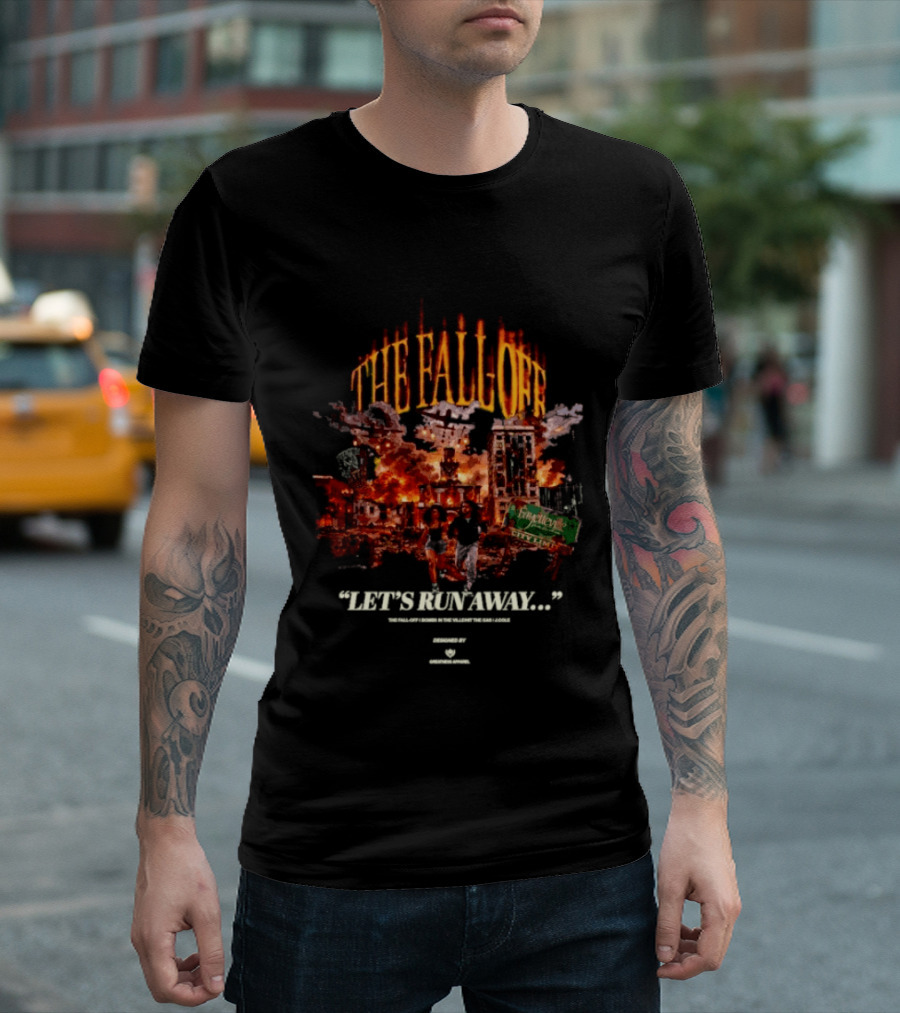 The Fall Off Let's Run Away Apocalyptic City Scene T-Shirt