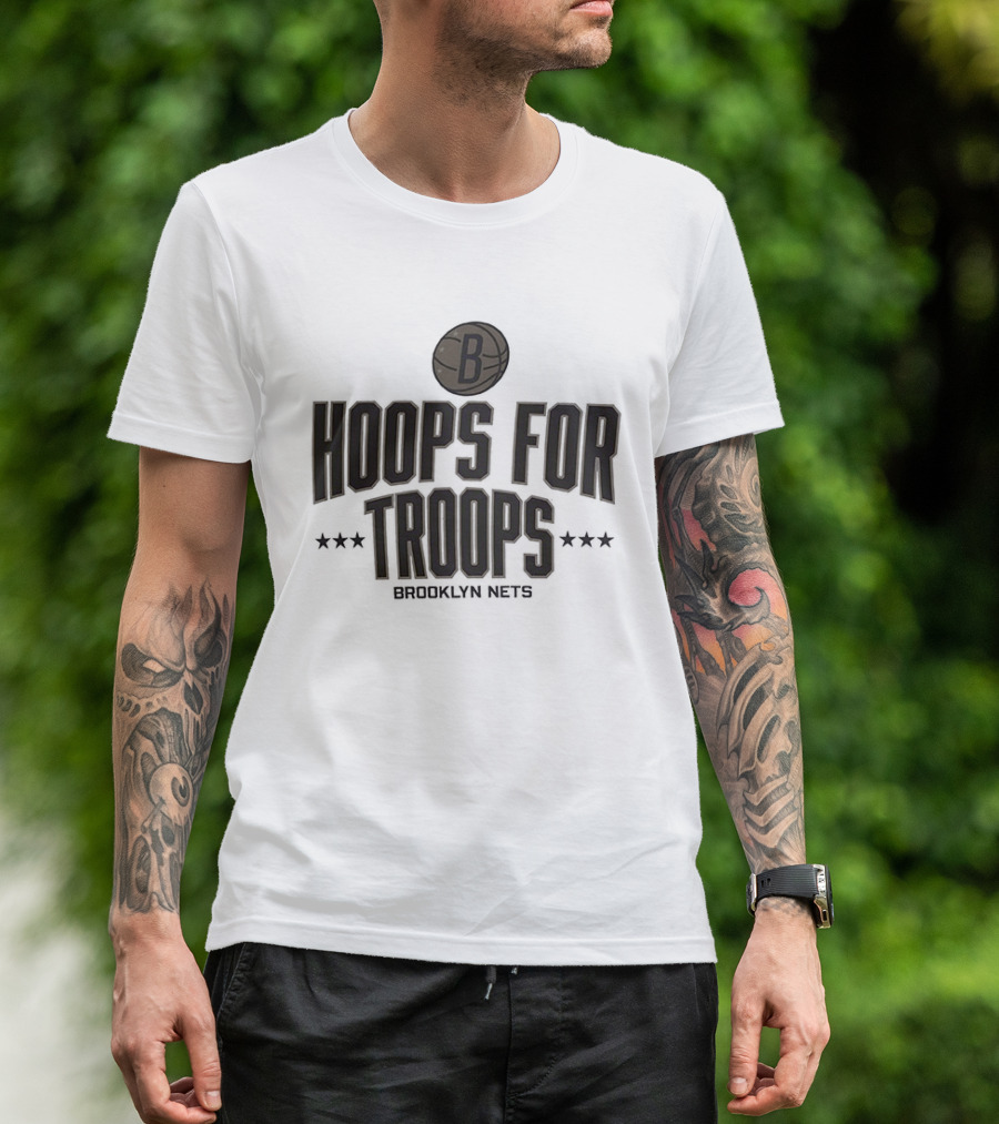 Brooklyn Nets Hoops For Troops 2025 NBA Basketball Event T-Shirt