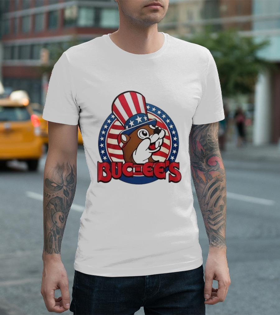 Buc Ee's Patriotic Uncle Sam Beaver USA Stars And Stripes 250th Anniversary T-Shirt