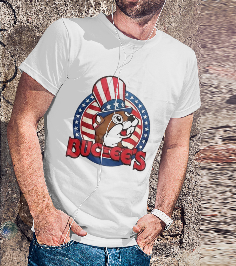 Buc Ee's Patriotic Uncle Sam Beaver USA Stars And Stripes 250th Anniversary T-Shirt