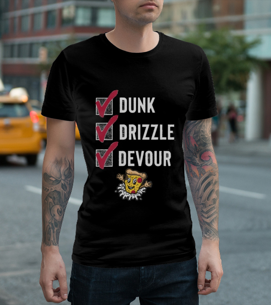 Tulsa Ranch Dippers Dunk Drizzle Devour Pizza Checklist T-Shirt