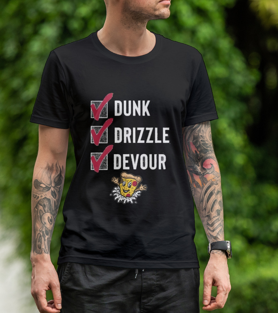 Tulsa Ranch Dippers Dunk Drizzle Devour Pizza Checklist T-Shirt