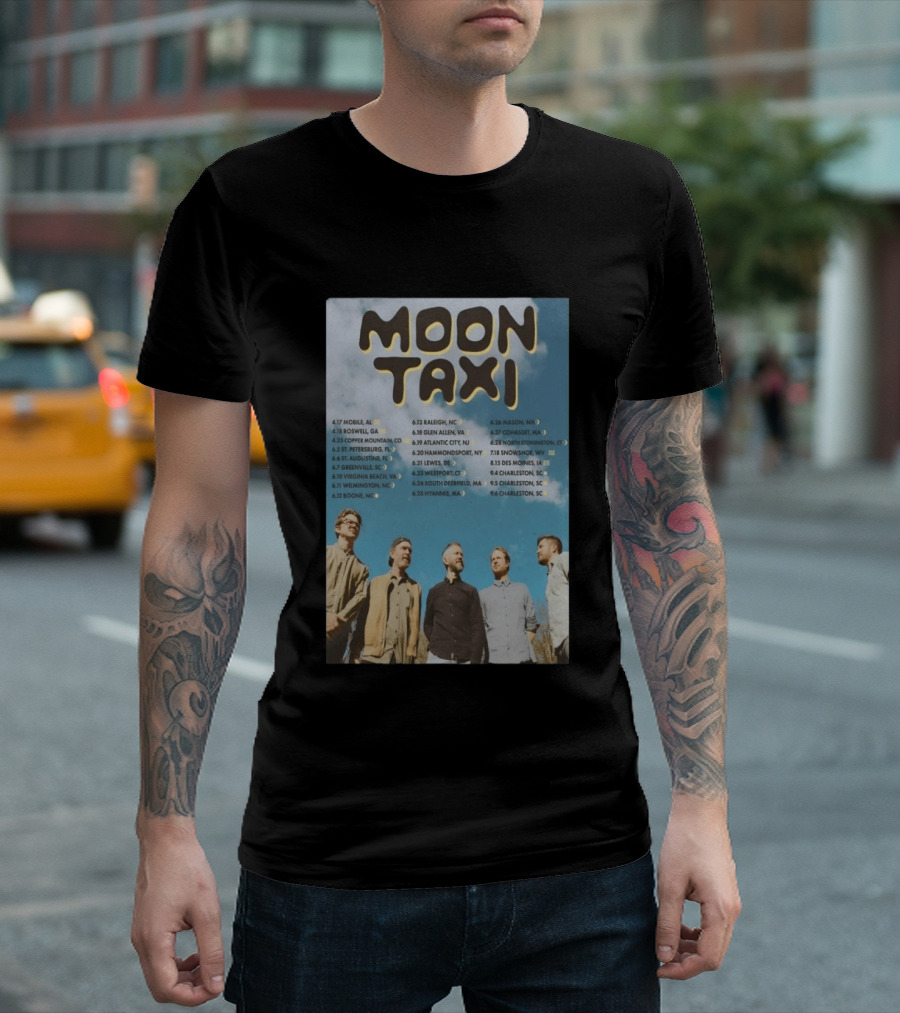 Moon Taxi 2026 Summer Tour Dates With Band Photo Sky T-Shirt