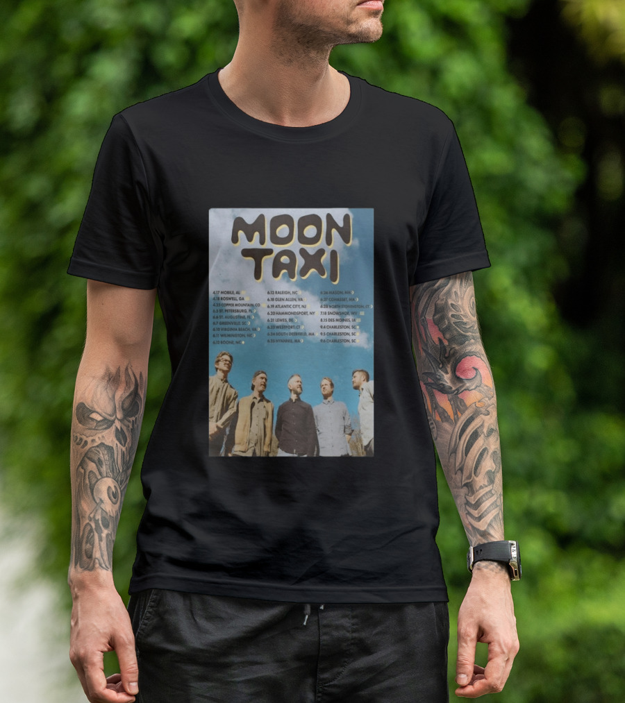 Moon Taxi 2026 Summer Tour Dates With Band Photo Sky T-Shirt