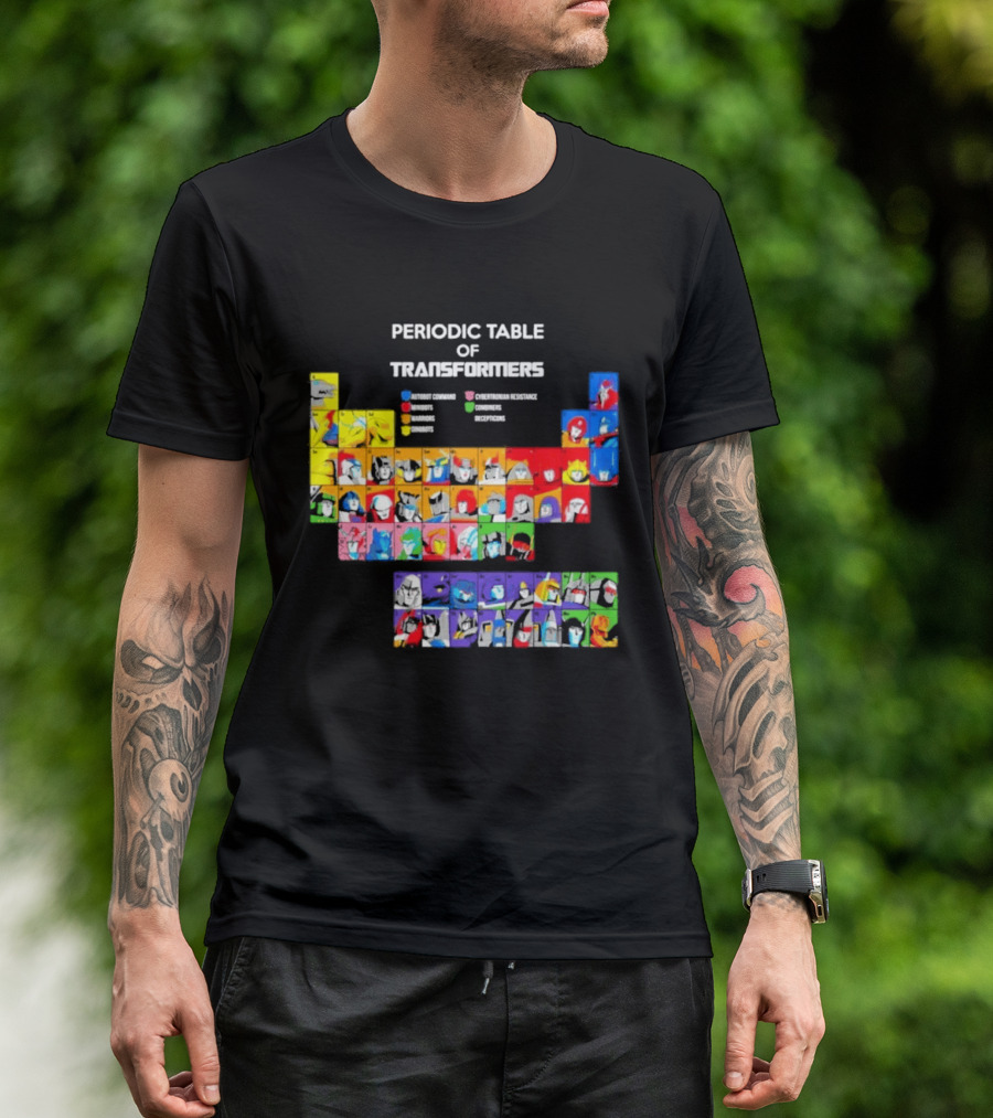 Periodic Table Of Transformers Autobots Decepticons Maximals Predacons T-Shirt