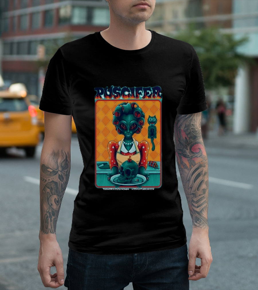 Puscifer Apr 10 2026 Mashantucket CT Foxwoods Resort Casino Alien Chef With Skull And Cat T-Shirt