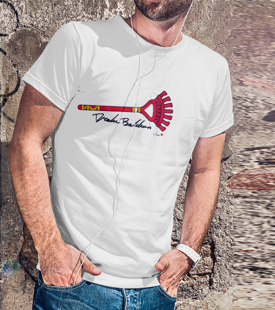 Drake Baldwin Red Yellow Rake Drawing T-Shirt