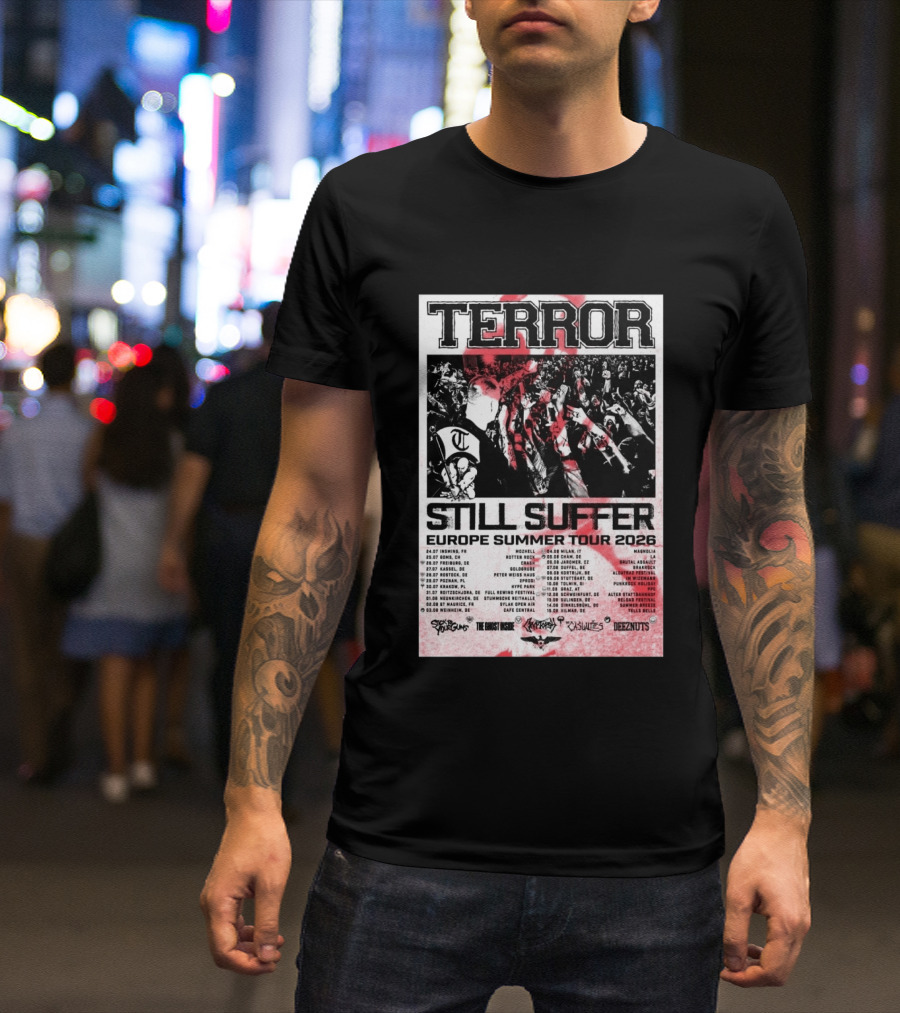 TERROR Still Suffer Europe Summer Tour 2026 With Stick To Your Guns And The Ghost Inside T-Shirt