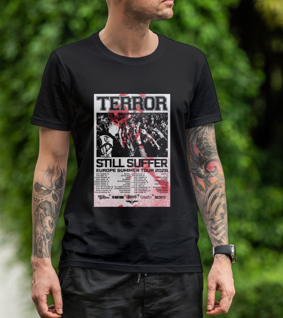 TERROR Still Suffer Europe Summer Tour 2026 With Stick To Your Guns And The Ghost Inside T-Shirt