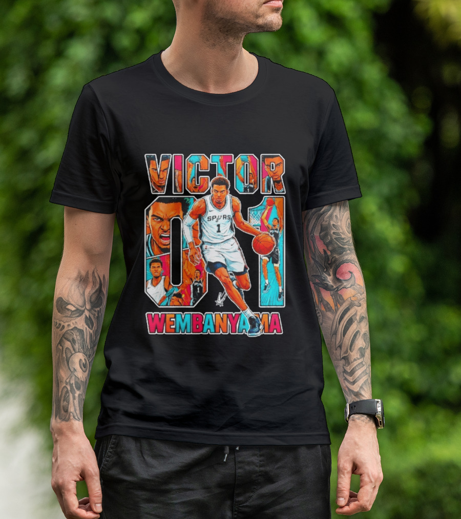 Victor Wembanyama No 1 San Antonio Spurs Comic Fiesta T-Shirt