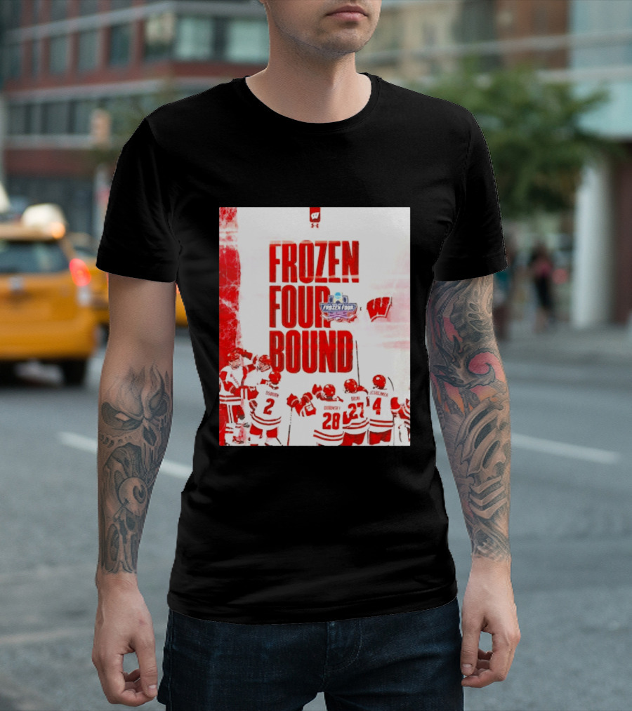 Frozen Four Bound Wisconsin Badgers Men's Ice Hockey Team Celebration T-Shirt