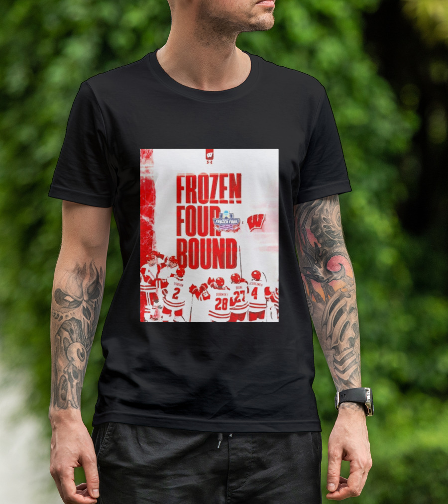 Frozen Four Bound Wisconsin Badgers Men's Ice Hockey Team Celebration T-Shirt