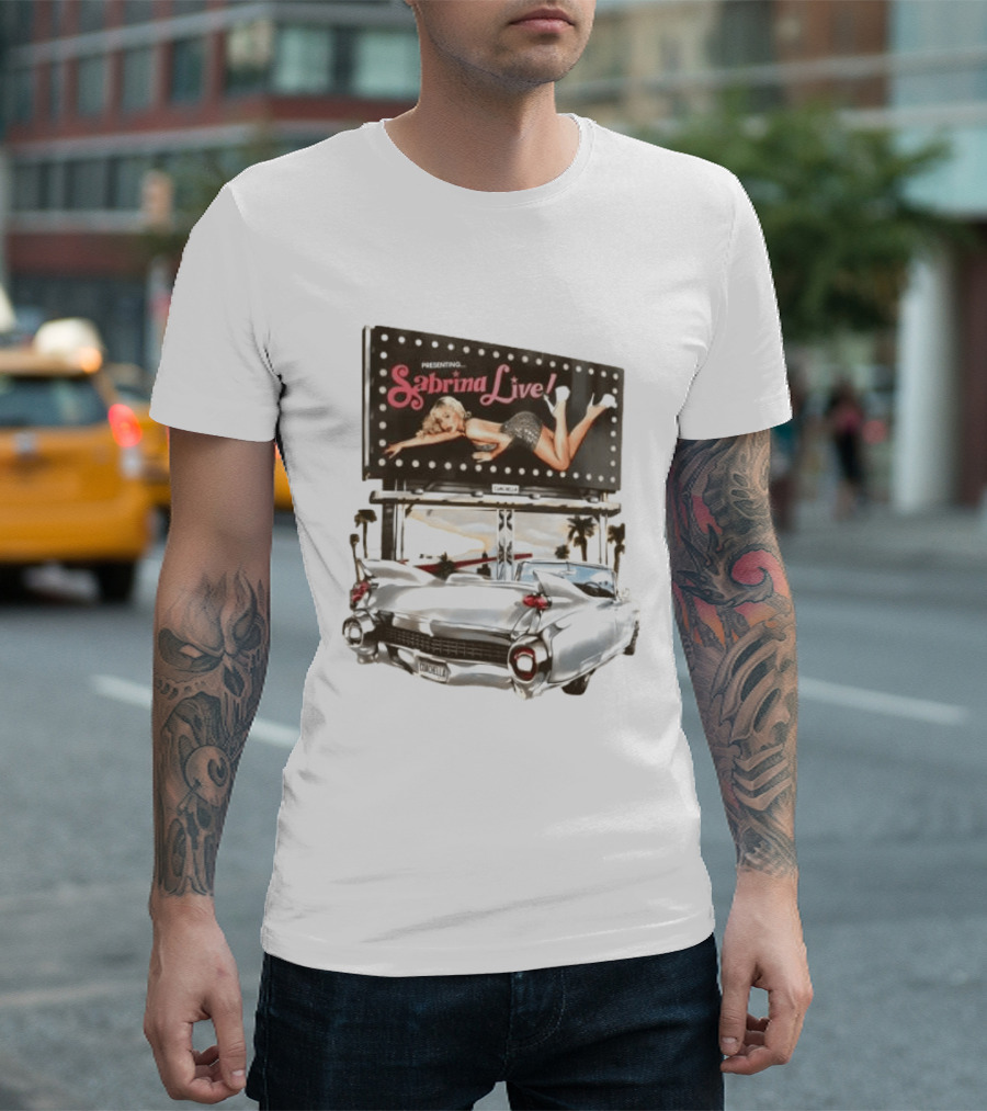 Presenting Sabrina Live Coachella Cadillac Billboard Vintage 50s T-Shirt
