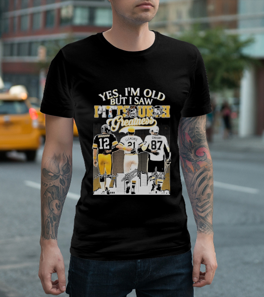 Yes I'm Old But I Saw Pittsburgh Greatness Football Legends 12 82 87 Vintage Players T-Shirt