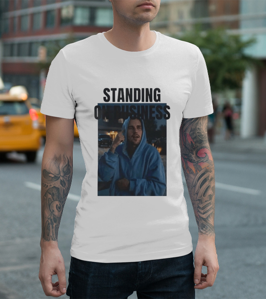 Standing on Business Justin Bieber Coachella Blue Look Night Scene T-Shirt