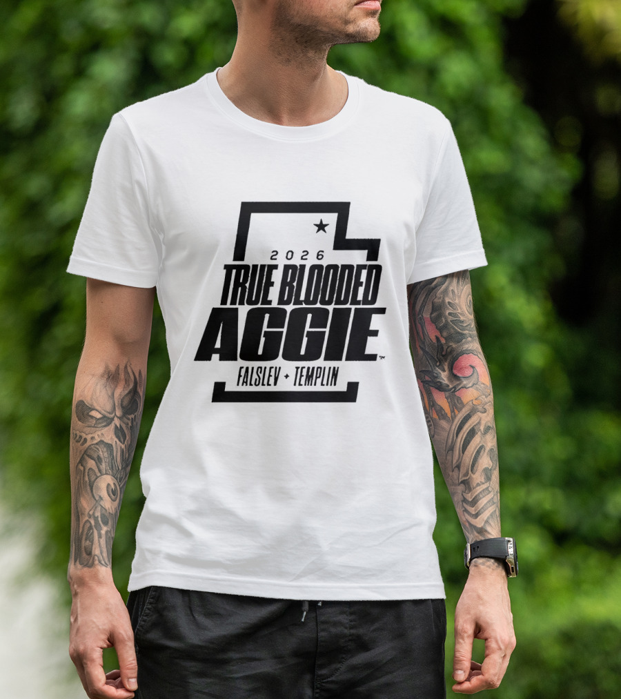 True Blooded Aggie Falslev Templin 2026 Utah State Outline Star T-Shirt