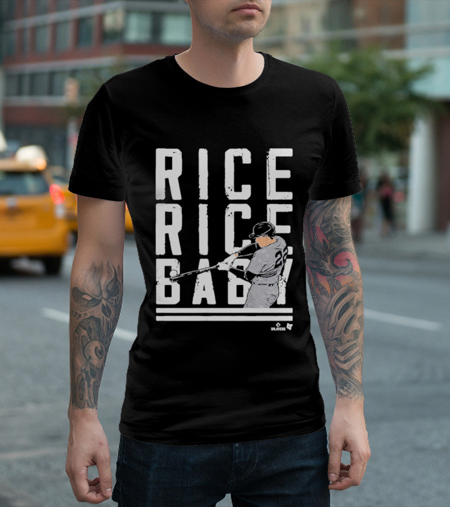 Rice Rice Baby Baseball Player Number 2 Batting Action T-Shirt
