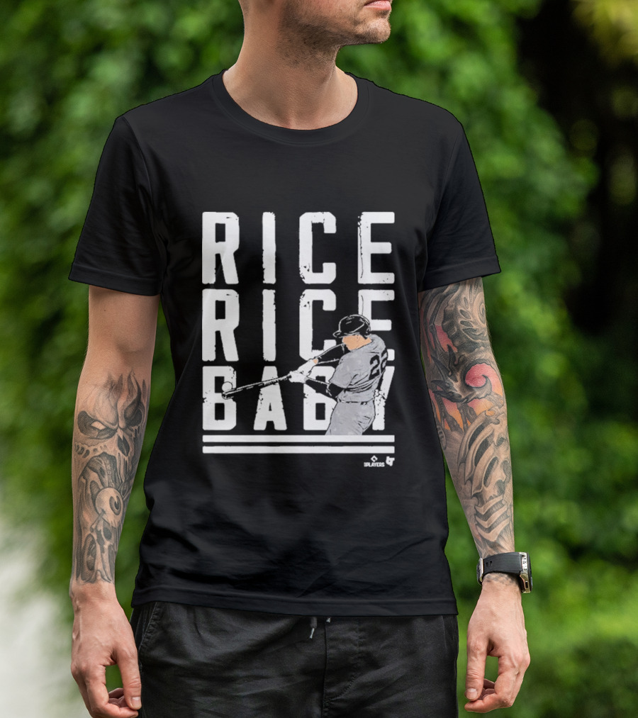 Rice Rice Baby Baseball Player Number 2 Batting Action T-Shirt