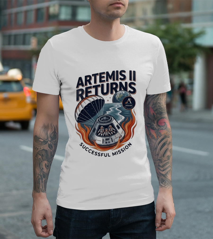 Artemis II Returns Successful Mission Capsule Parachute Earth T-Shirt