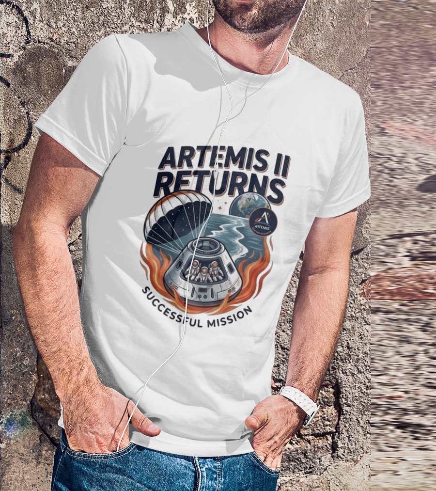 Artemis II Returns Successful Mission Capsule Parachute Earth T-Shirt