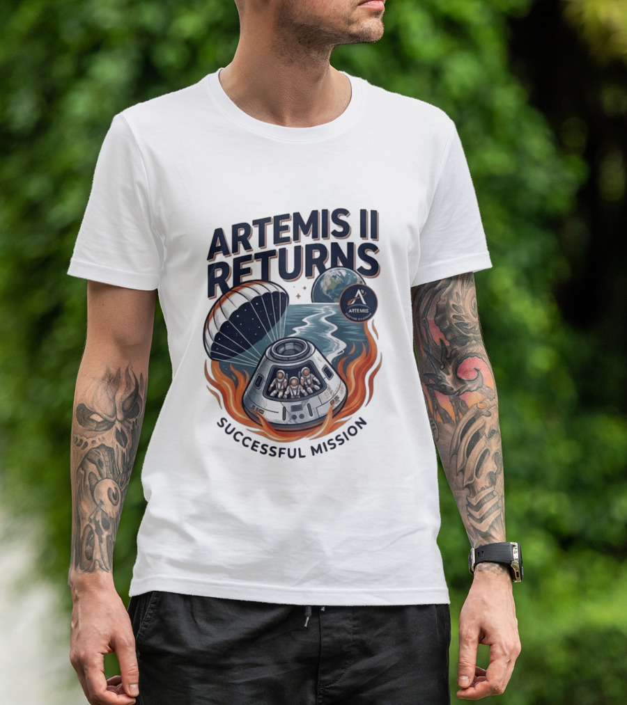 Artemis II Returns Successful Mission Capsule Parachute Earth T-Shirt
