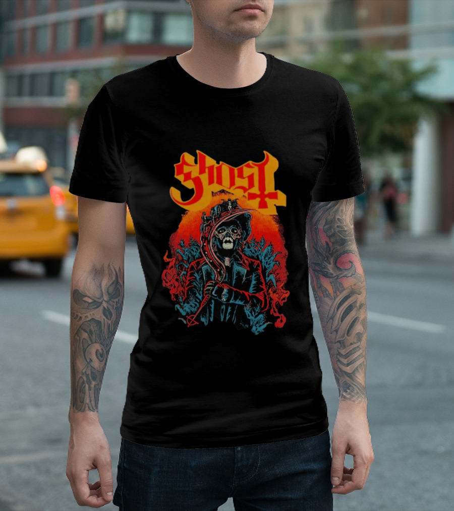 Ghost Black Harvest Grim Reaper Scythe T-Shirt