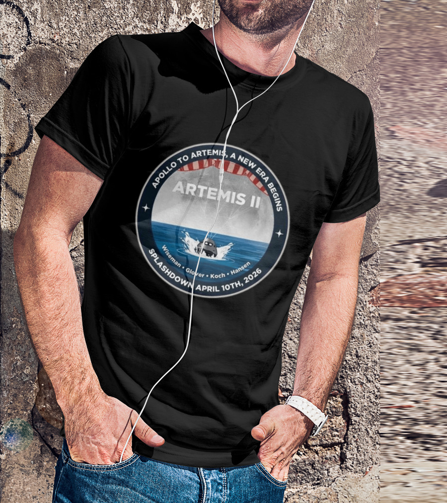 Artemis II Apollo To Artemis Mission Splashdown April 10th 2026 Wiseman Glover Koch Hansen T-Shirt