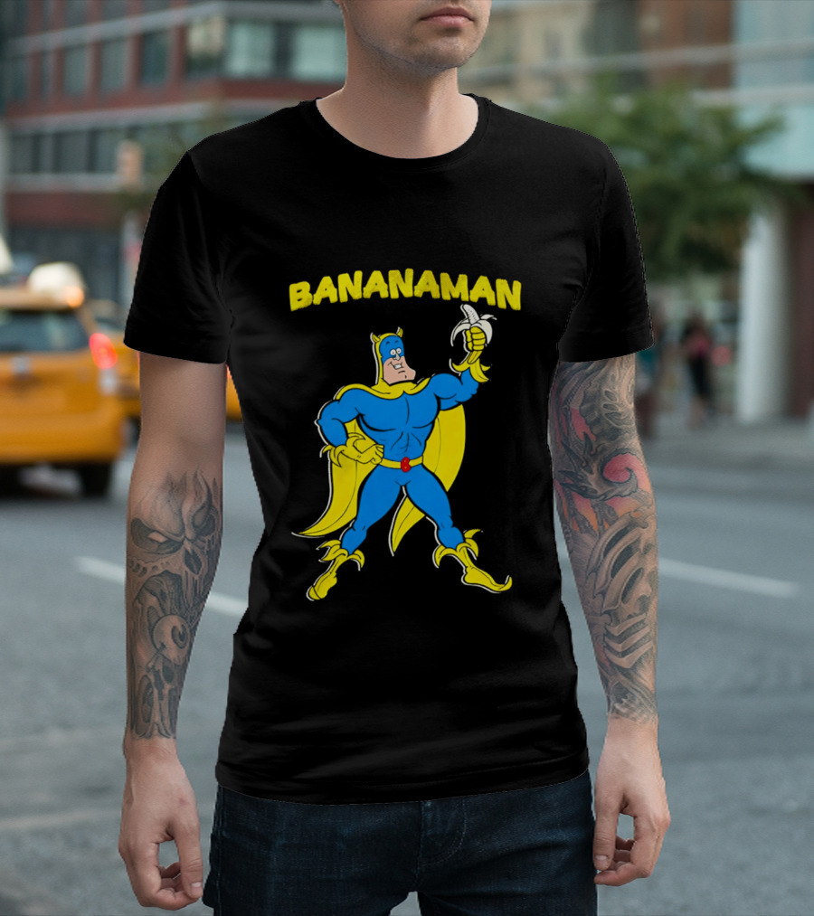 Bananaman Cartoon Superhero With Banana T-Shirt