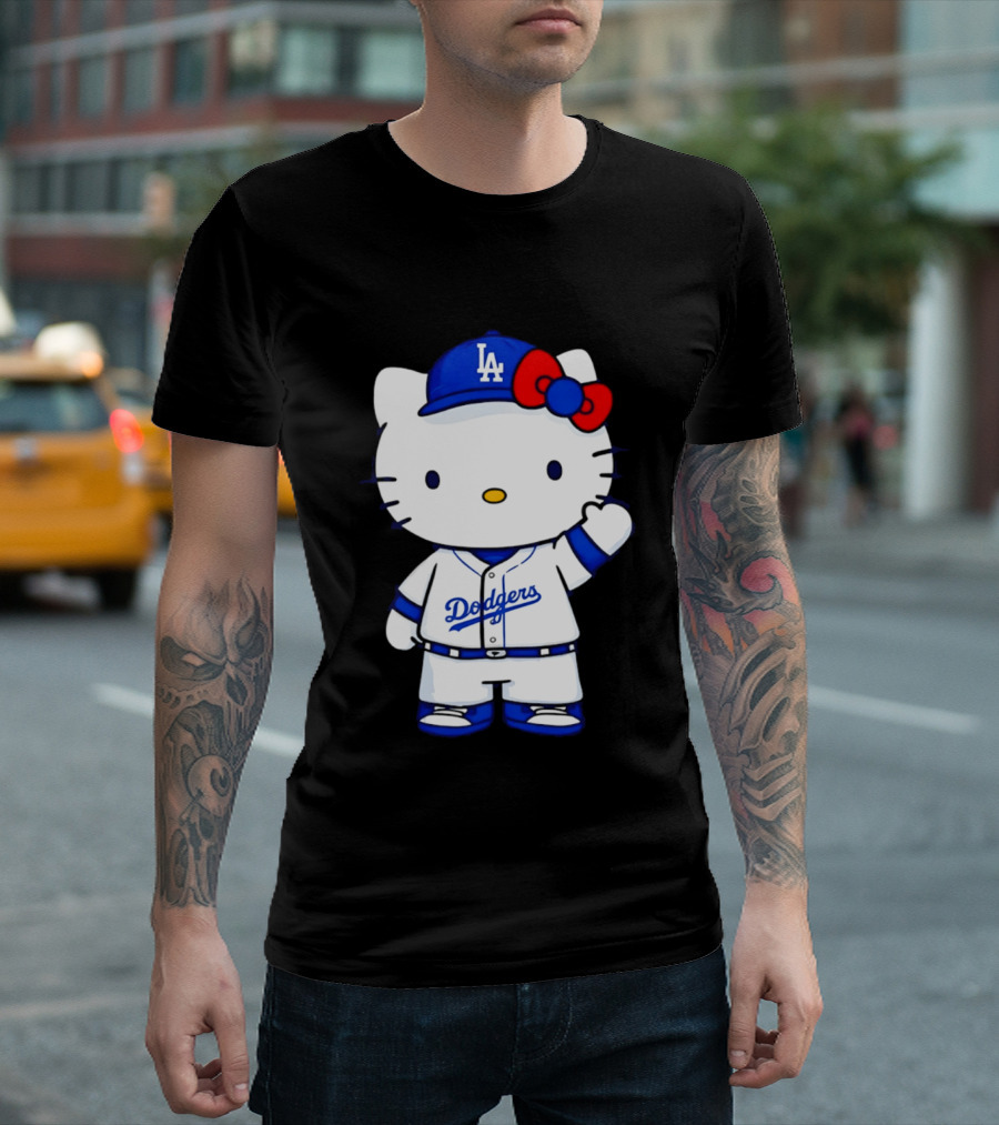 Hello Kitty Los Angeles Dodgers MLB Baseball Collaboration Fan T-Shirt