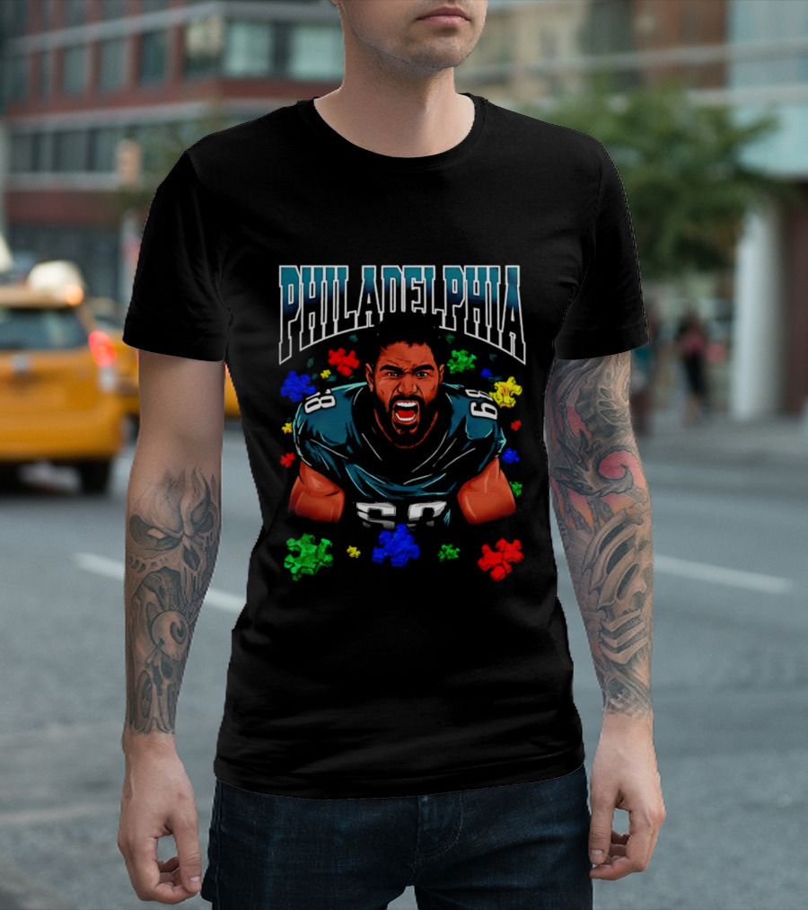 Jalen Carter Philadelphia Eagles Puzzle Piece Football T-Shirt