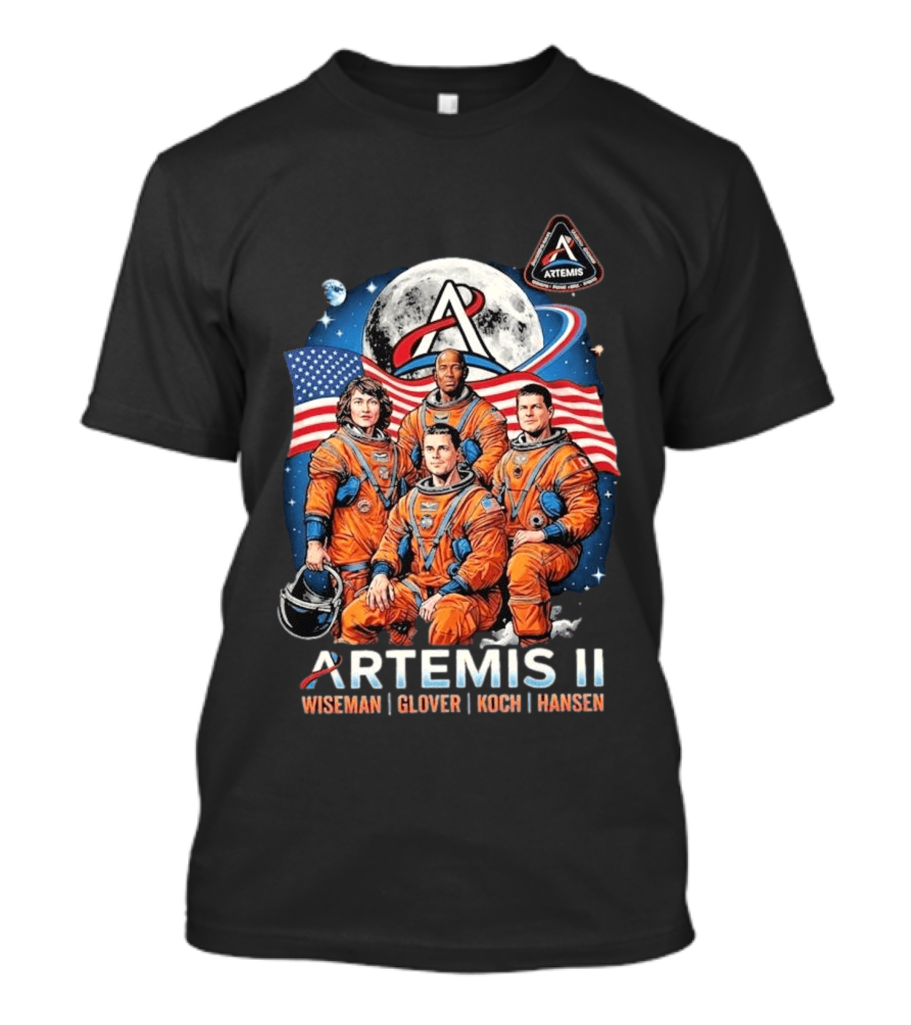 NASA Artemis II Wiseman Glover Koch Hansen Astronauts Return To Earth Moon Mission T-Shirt
