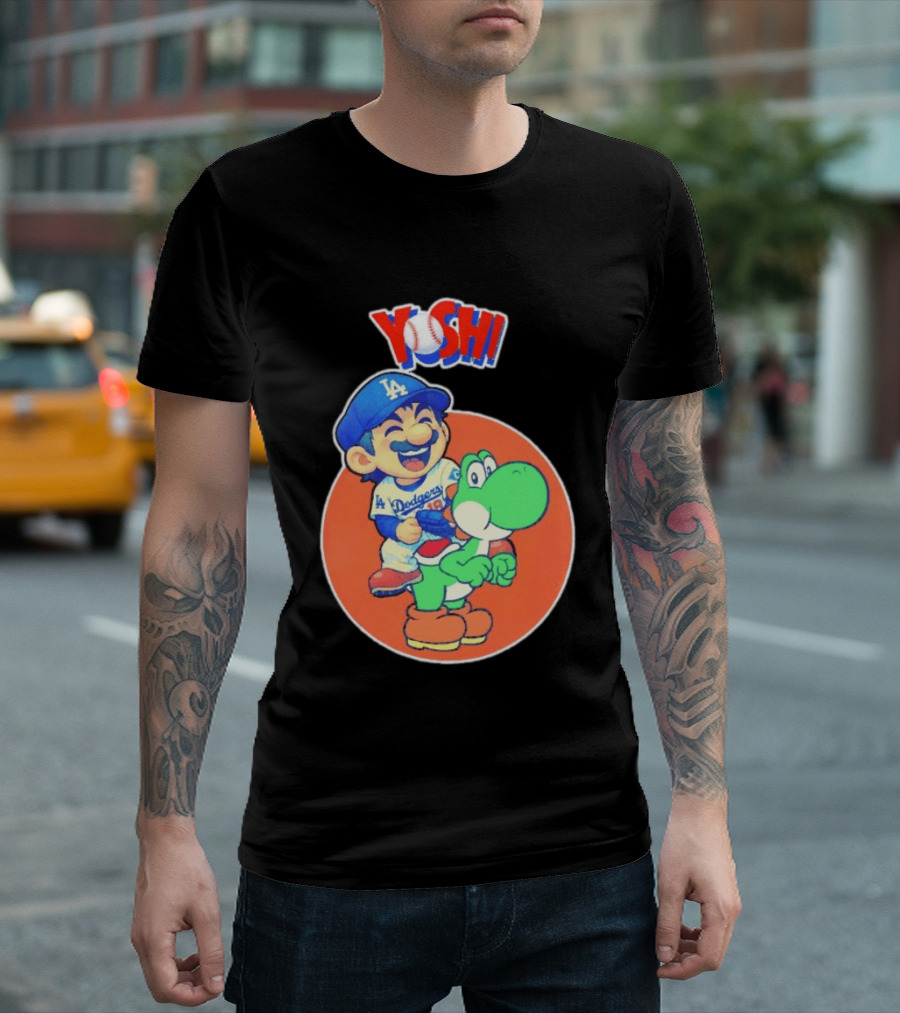 Yoshinobu Yamamoto Los Angeles Dodgers MLB Yoshi Cartoon Dodger Gear T-Shirt