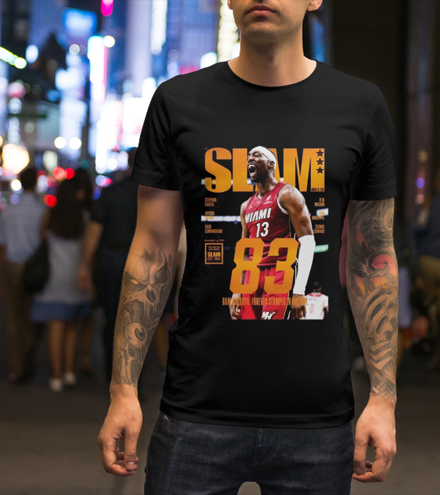 SLAM 261 Bam Adebayo Miami Heat Metal Edition 83 Points Forever Stamped In History T-Shirt