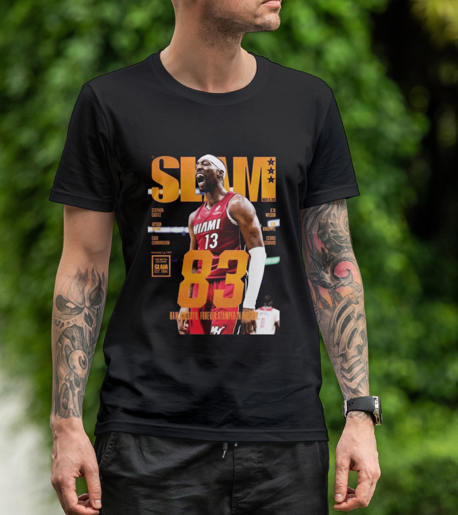 SLAM 261 Bam Adebayo Miami Heat Metal Edition 83 Points Forever Stamped In History T-Shirt