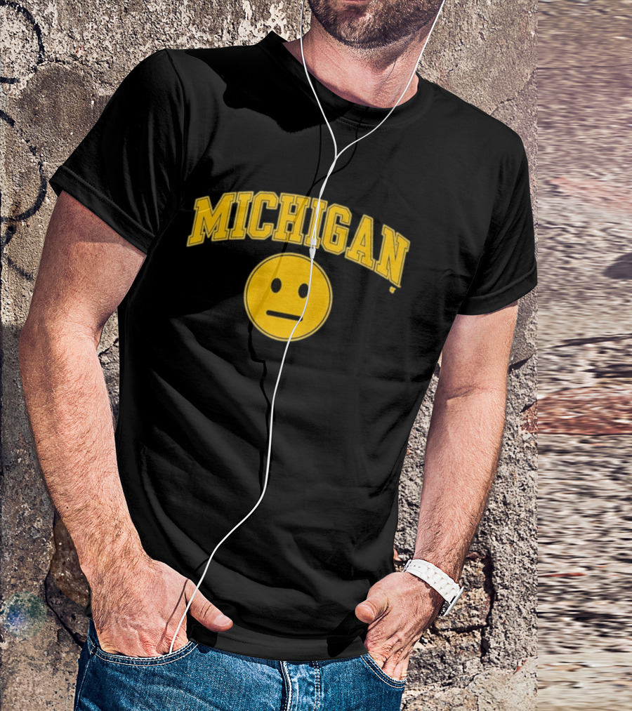 Michigan Basketball Yellow Emoji Face T-Shirt