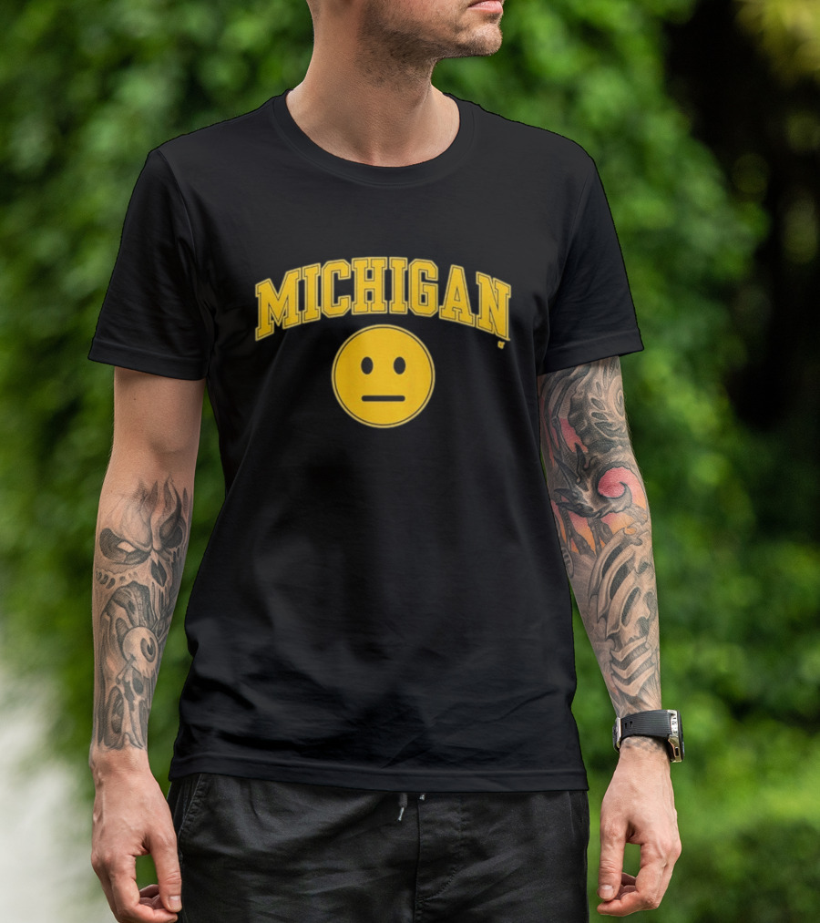 Michigan Basketball Yellow Emoji Face T-Shirt