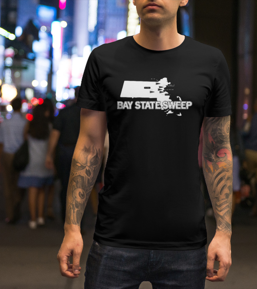 Bay State Sweep Massachusetts Map Landmarks T-Shirt