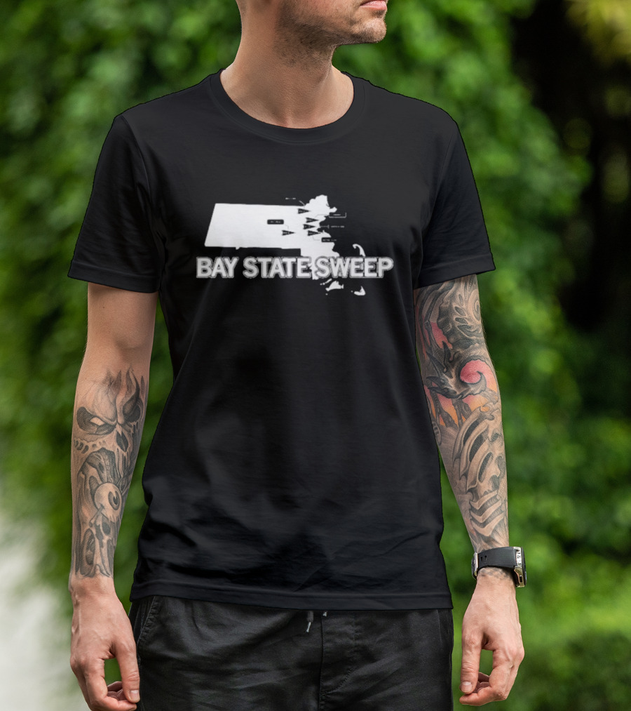 Bay State Sweep Massachusetts Map Landmarks T-Shirt