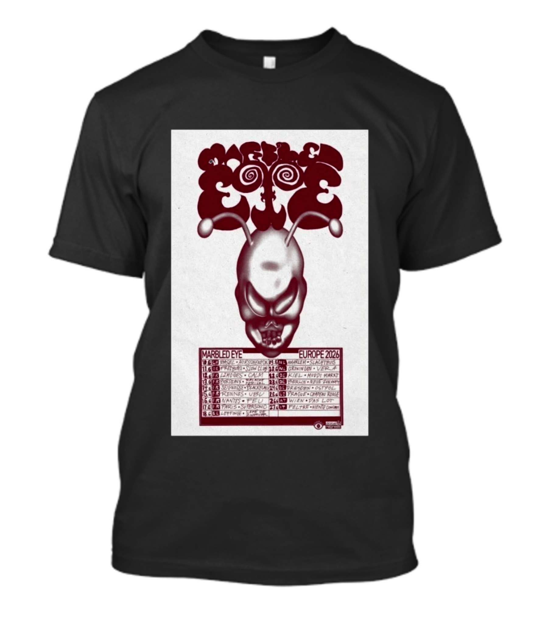Marbled Eye Europe 2026 Tour Dates Skull T-Shirt