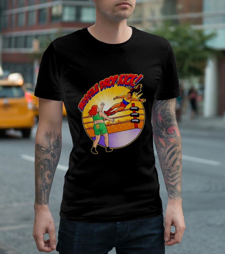 Missile Drop Kick Wrestling Move In Classic Ring Showdown T-Shirt