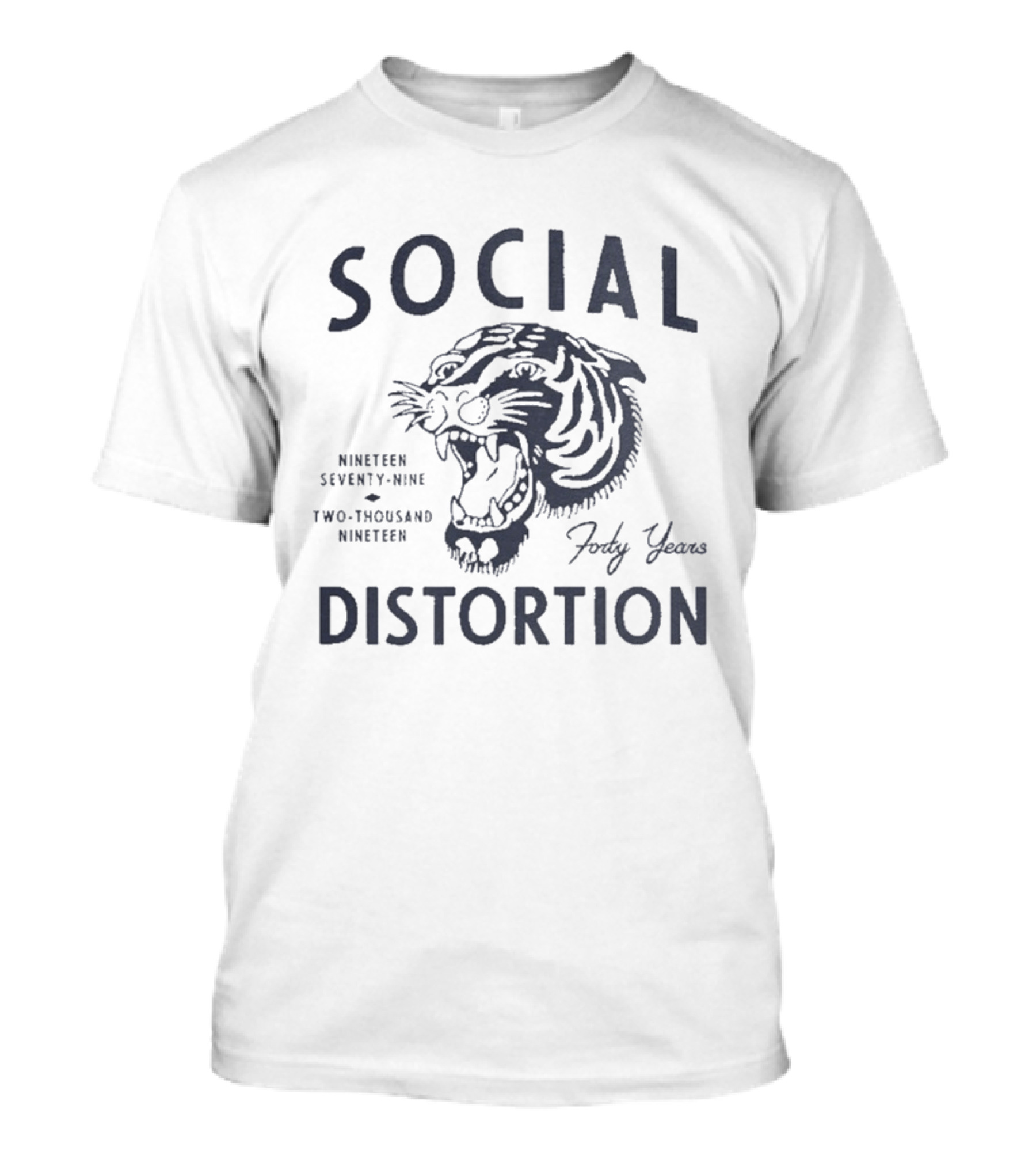 Social Distortion Forty Years Nineteen Seventy Nine Two Thousand Nineteen Tiger Head T-Shirt