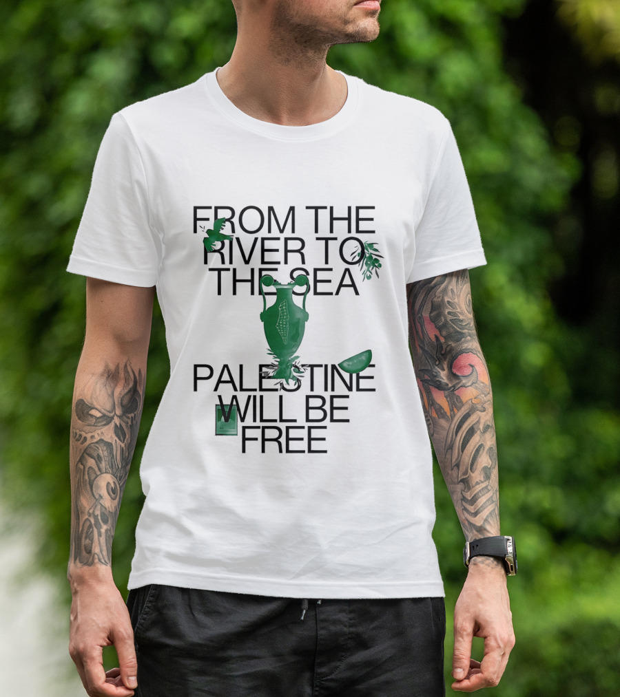 From The River To The Sea Palestine Will Be Free Vintage Jug And Leaf T-Shirt