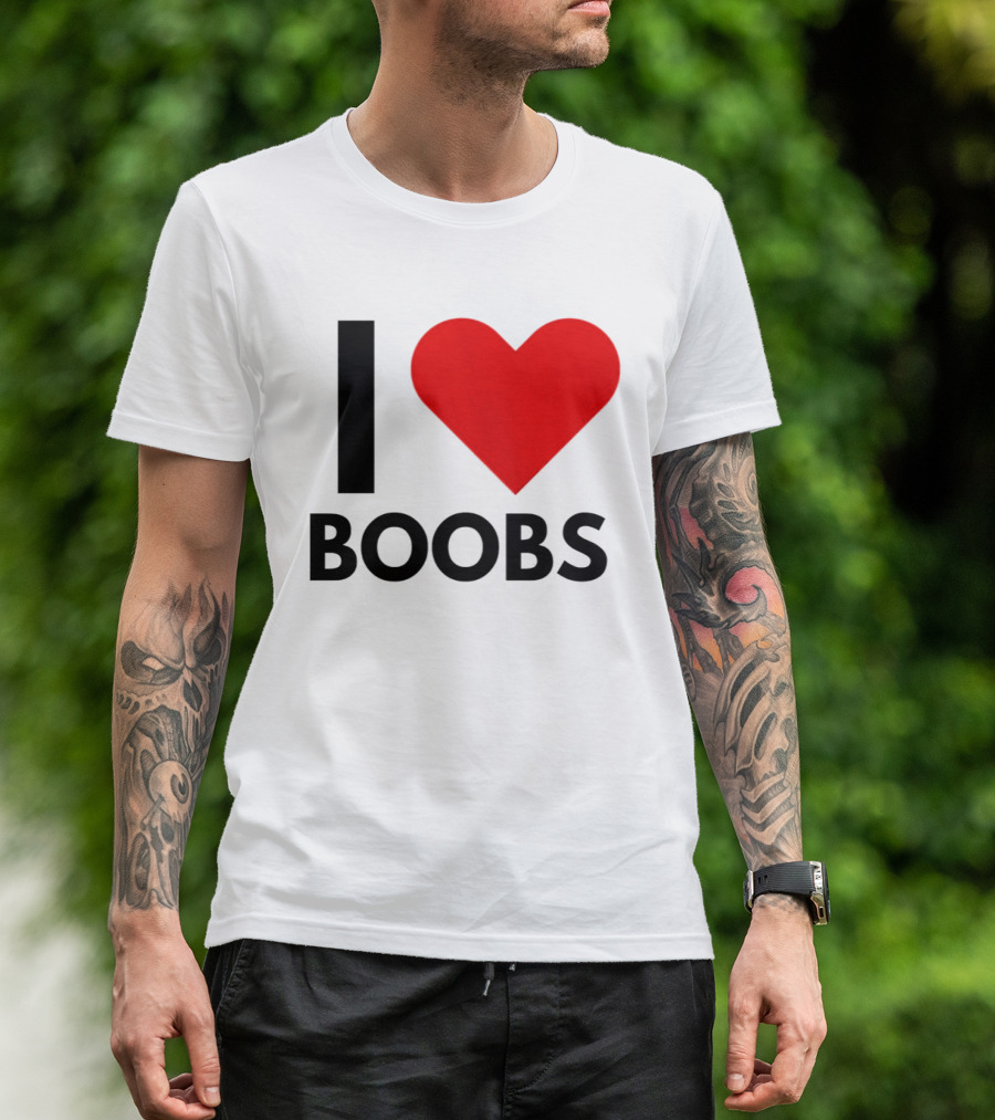 I Love Boobs Heart Symbol Humor T-Shirt