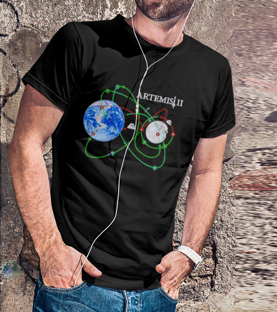 Artemis II NASA Moon Mission Pathways Earth And Moon T-Shirt