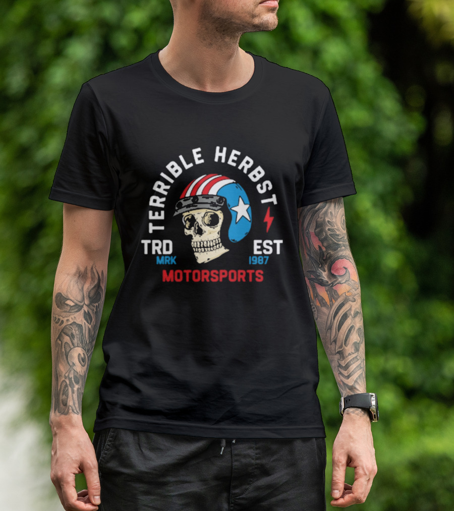 Terrible Herbst Motorsports TRD Mark EST 1987 Skull Helmet Star T-Shirt