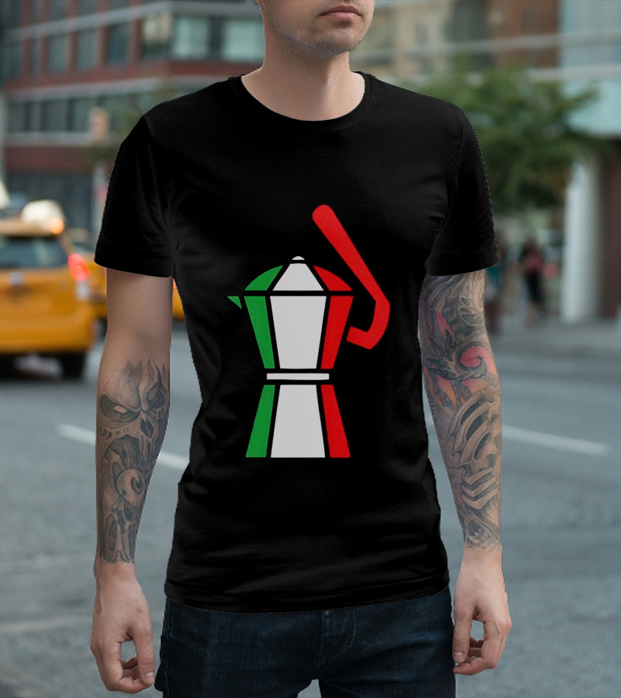 Italy Coffee Pot Italian Flag Colors White T-Shirt