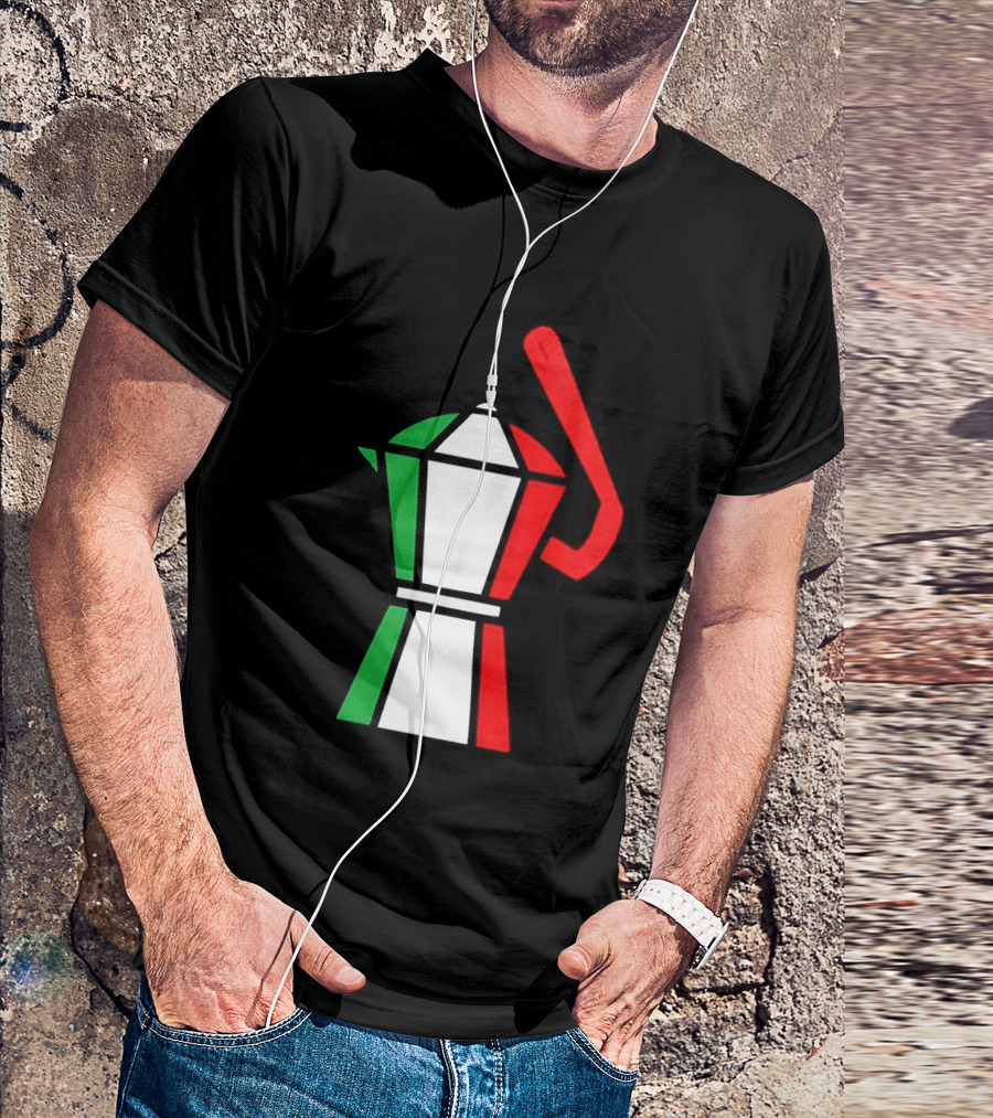 Italy Coffee Pot Italian Flag Colors White T-Shirt